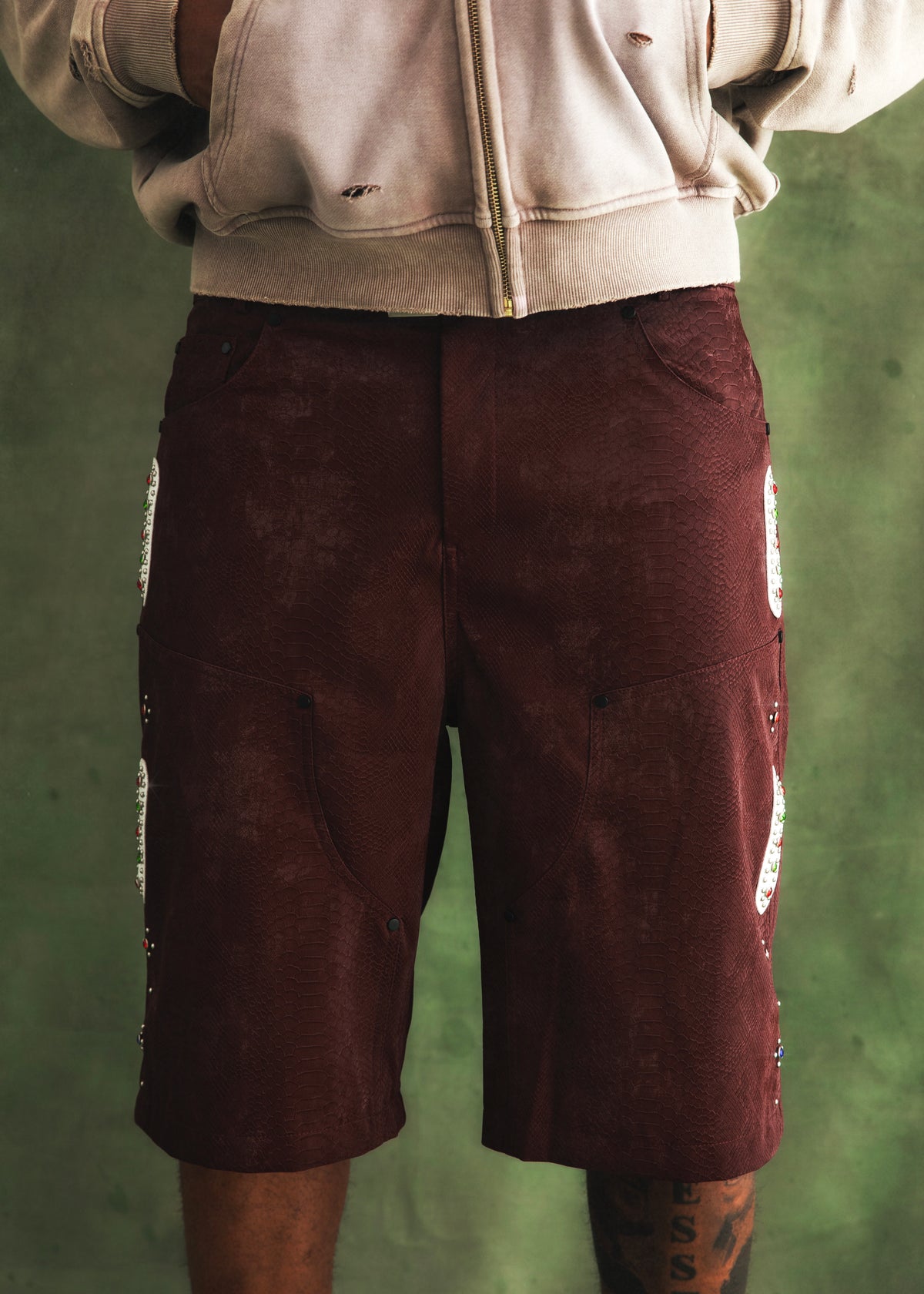 Fantasy Leather Shorts Burgundy